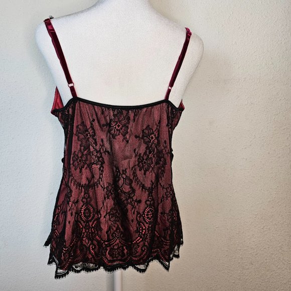 Moda International Top Lace Bustier Cami Spaghetti Strap Lace Red Women's Large - Picture 9 of 11